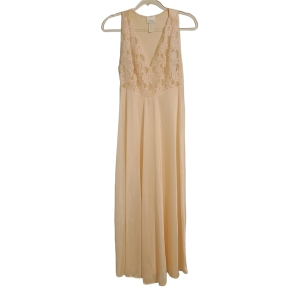 Adonna | Women's Vintage Peach Half Lace Chemise or Slip Dress (Size Medium) - Picture 1 of 14